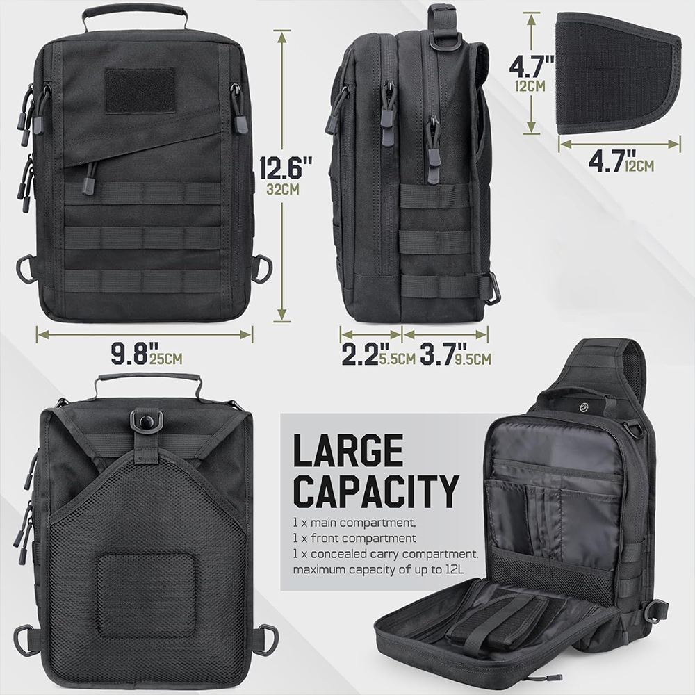 戦術的なバックパック,隠しキャリングガン,ホルスター,ピスト - Edc Concealed Carry Sling Bag のレビューと価格